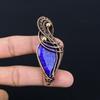 Подвеска из искусственного синего сапфира ручной работы из чистой медной проволоки для женщин