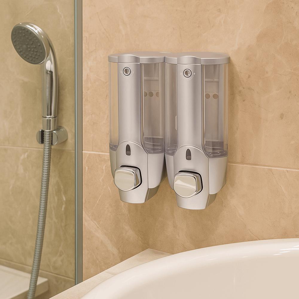 ABS Wall-mounted Liquid Dispenser Manual Operation 640ml Soap Dispenser Touchless Large Capacity Shower Dispenser Bathroom