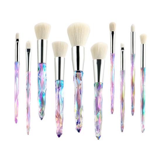 10 шт./набор кистей для макияжа с ручкой из искусственного кристалла, портативная многофункциональная основа, рассыпчатая пудра, румяна, тени для век