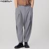 INCERUN Весенние мужские модные широкие длинные брюки для бега, однотонные повседневные свободные брюки макси, большие размеры
