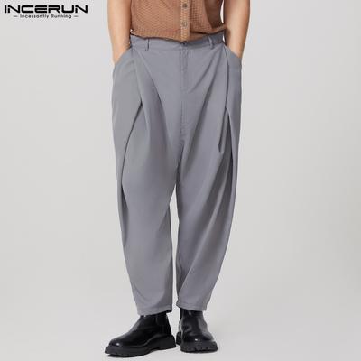 Весенние мужские модные широкие длинные брюки для бега, однотонные повседневные свободные брюки макси, большие размеры