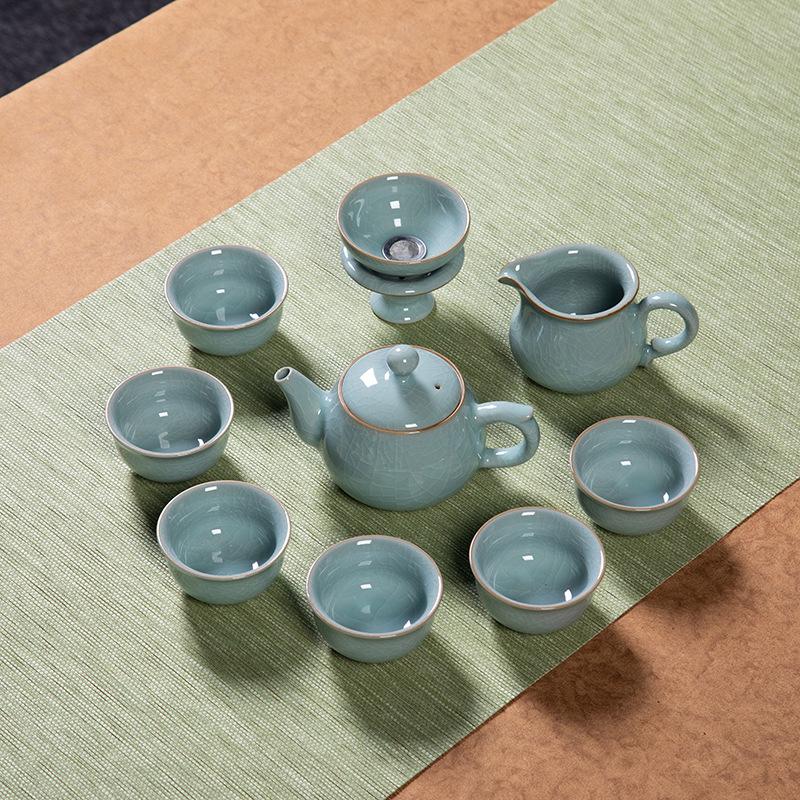Longquan Celadon, New Kung Fu Tea Set, Ceramic Teapot Teacup, Light Luxury High-end Household Tea Brewing Tea LQ