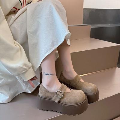 Повседневная модная обувь Мэри Джейн для женщин, весенне-летняя новинка, на липучке, низкий верх, толстая подошва, увеличивающая рост, одинарная обувь