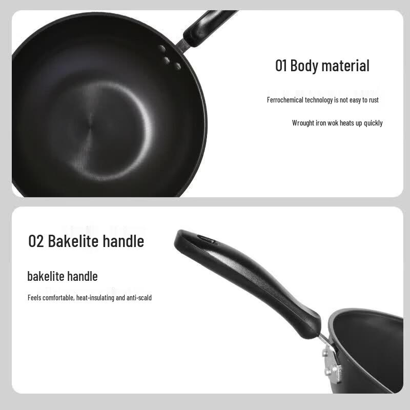 COOKER KING 32cm Wrought Iron Stir-fry Pan