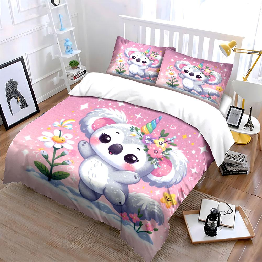 Cute Koala Unicorn Bedding Set Bedding Duvet Cover Set Duvet Cover Pillowcases (1 * Duvet Cover 2 * Pillowcases, without duvet insert)