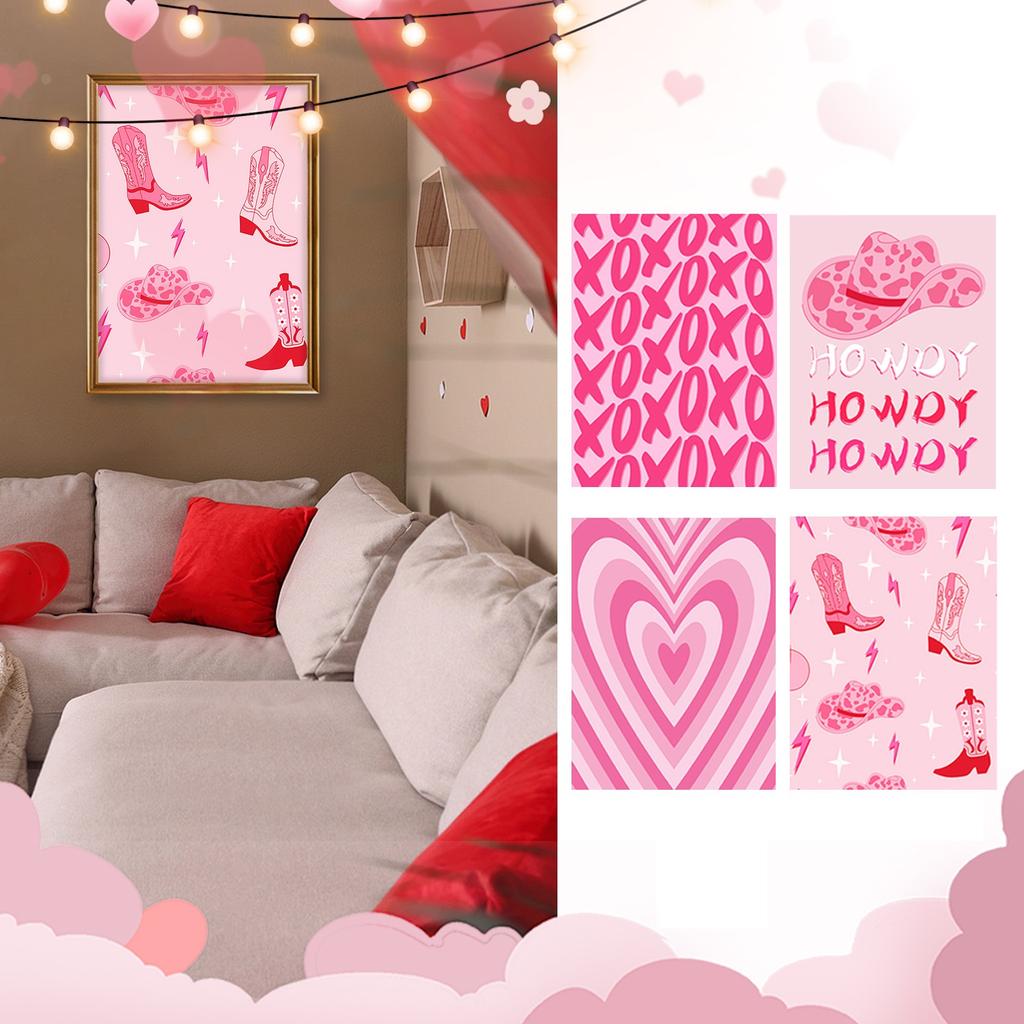 День святого Валентина Абстрактное настенное искусство Холст Плакат Гостиная Спальня Картина Основная декоративная живопись, Милый элегантный принт Спальня Украшение общежития