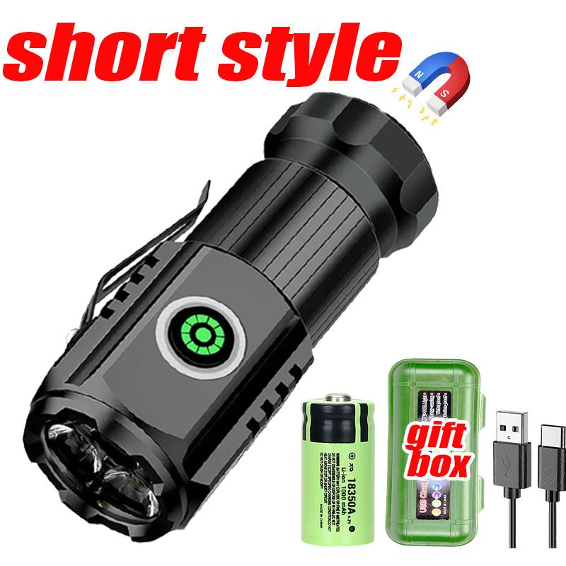 Bright Super Mini P35 LED Flashlight USB Rechargeable Torch 5 Lighting Modes 2000LM Powerful Lamp Camping Fishing Lantern