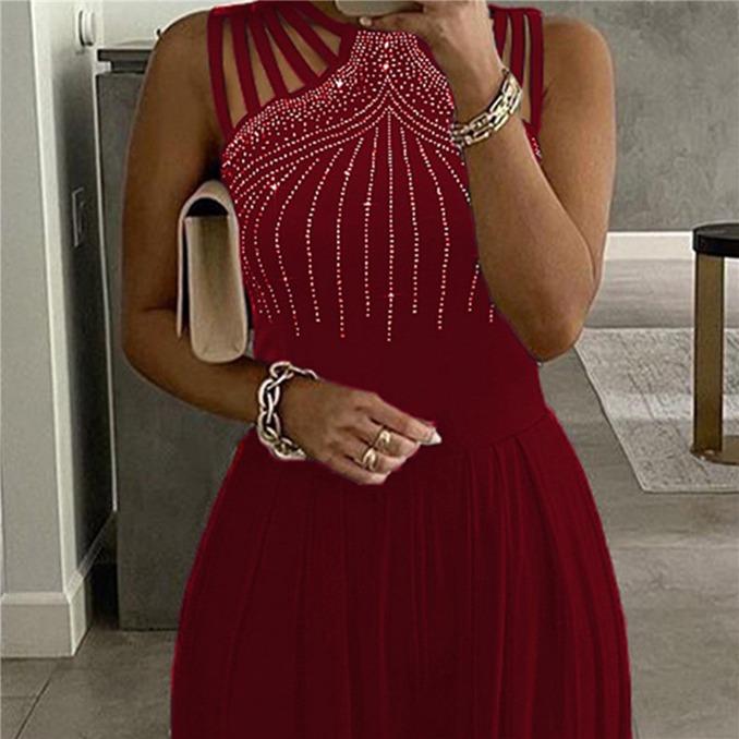 Новый сексуальный тонкий комбинезон без рукавов больших размеров, свободный полый плиссированный комбинезон с широкими штанинами