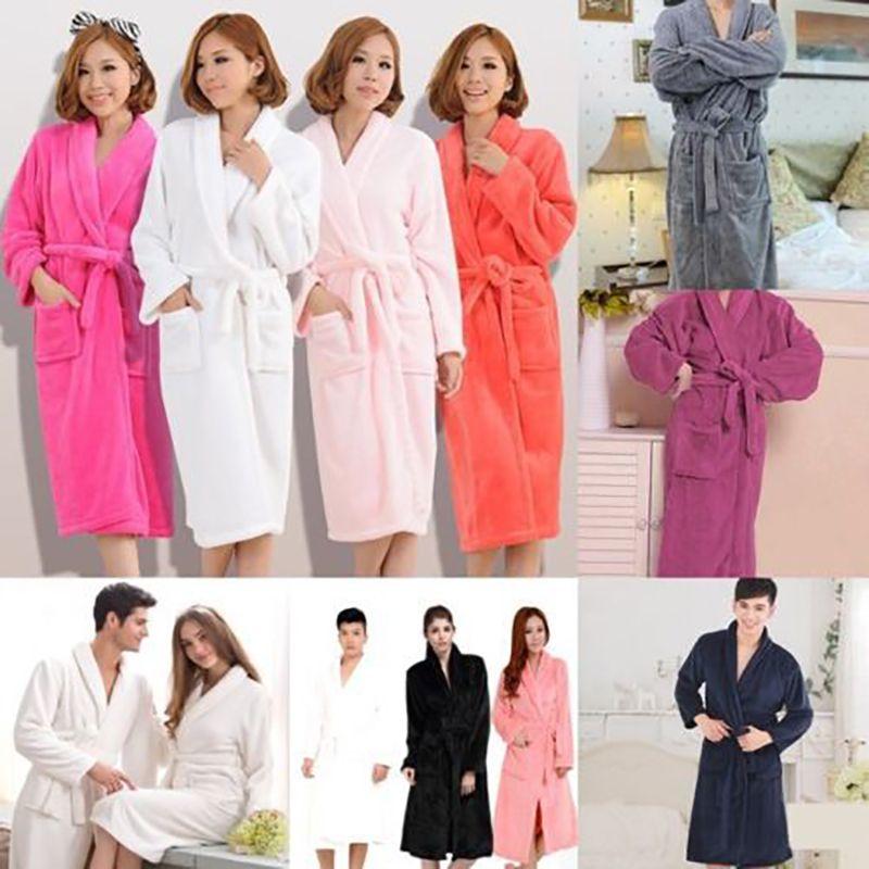 Elegant And Warm Bathrobe For Men And Women Cozy Flannel Winter Kimono