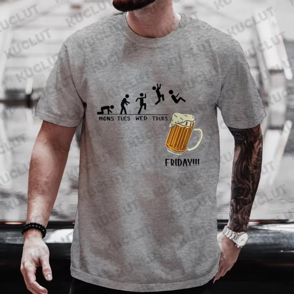 Мужская футболка Friday Beer Funny Graphic Y2k Tops Weekend Beer Drinking Lover Party Team Tees Plus Size Matching Outfit Streetwear