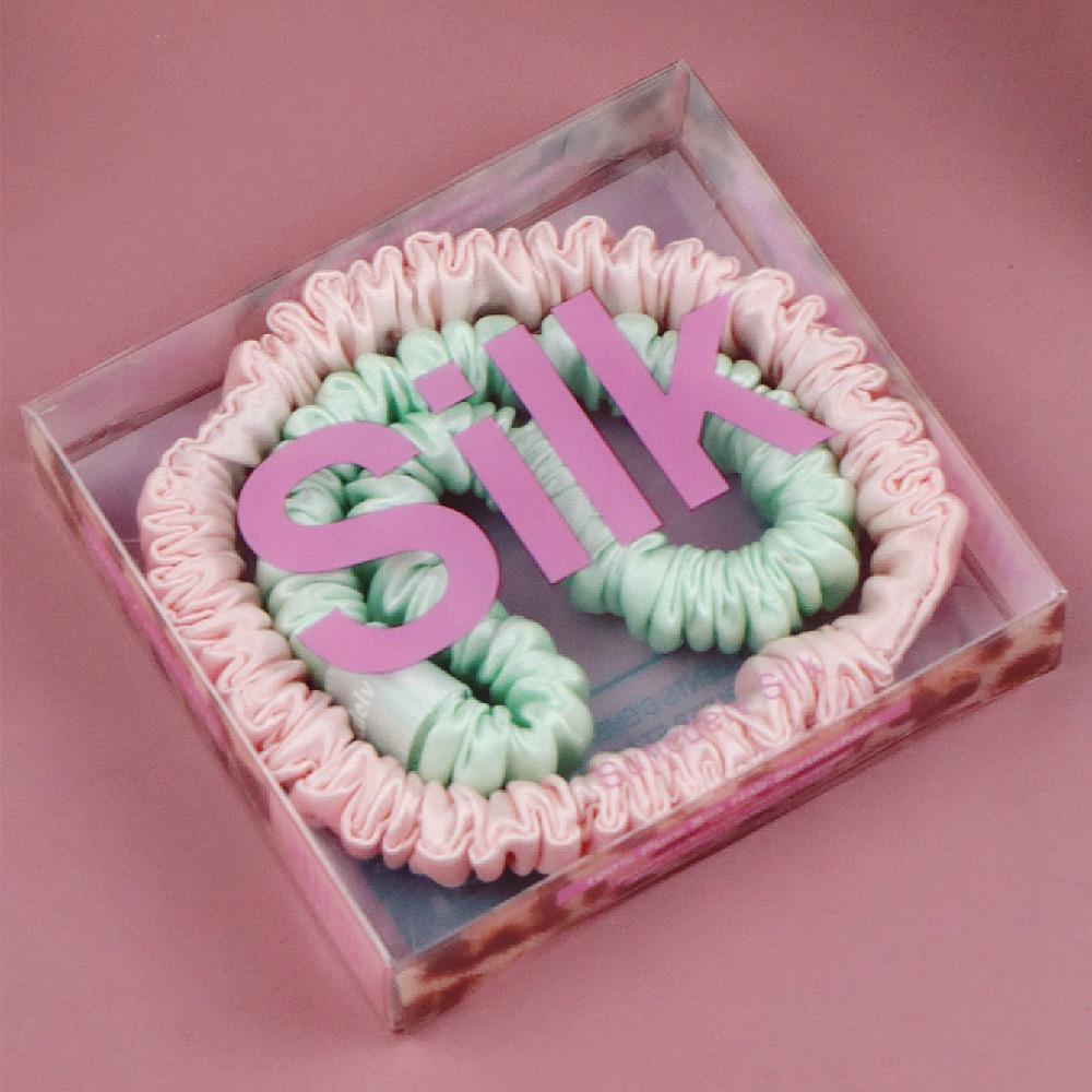 2PCS 100% Silk Hair Scrunchies For Women Girls High Quality Hair Ties HairBands Silk Suitable for Valentine's Day 22Momme Silk Hair Accessoires