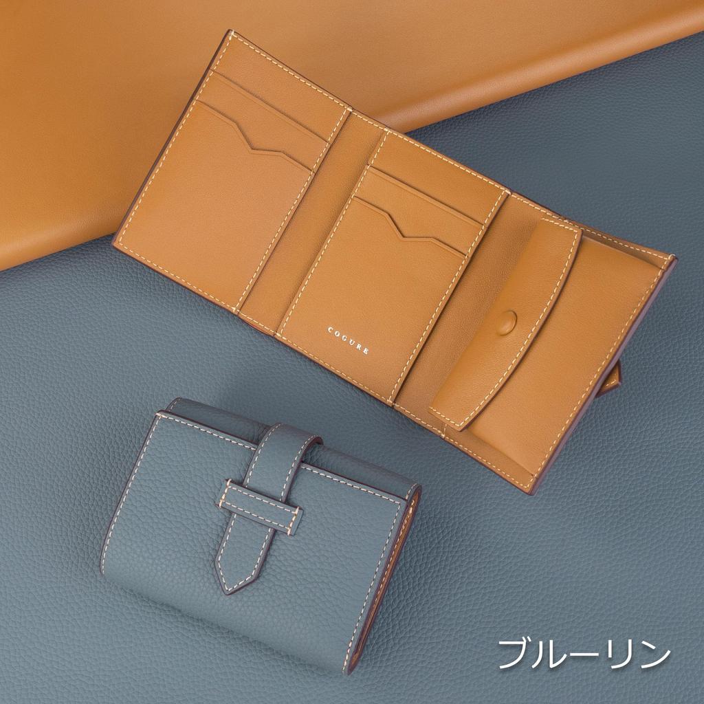 COGURE Трехсекционное портмоне для мужчин и женщин, Натуральная телячья кожа с тиснением, Компактное портмоне с ремешком, с отделением для купюр, монетницей, слотами для карт, подарочная коробка