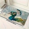 1Pcs Anti Fatigue Kitchen Rugs Snowy Blue Peacock  Print Waterproof Non-Slip Thick Cushioned Kitchen Mat Heavy Duty Comfort Standing Mat for Kitchen