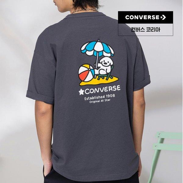 Converse Summer Short Sleeve Beach Tee Dark Gray Uck176 Gda