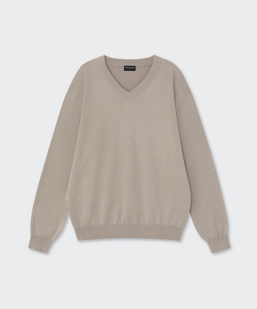 MUSINSA STANDARD Washable Supima Cotton V-Neck Knit [Mushroom]