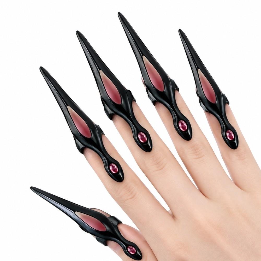 5Pcs Dark Aesthetic Claw Nail Rings Gothic Finger Guards Jewelry Accessory Fingertip Ring Cosplay
