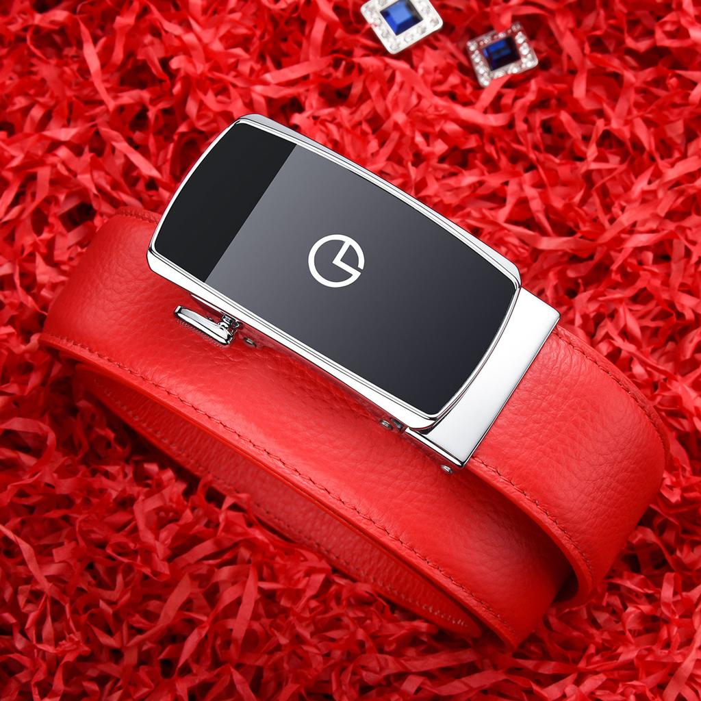 Jinlilai Men's Belt Celebrating Fortune Gift Red Men's Belt Men's Pants Belt