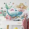 2 Pcs Cartoon Princess Underwater Whale Bedroom Living Room Home Background Beautification Decoration Wall Stickers