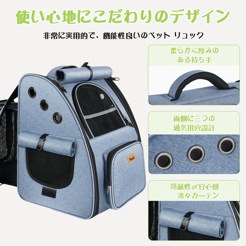 Tresbro Expandable Dog and Cat Backpack with Lockable Double Zipper and Pet Backpack for Small Hospital and Disaster Popular Cat Carry Blue [Latest