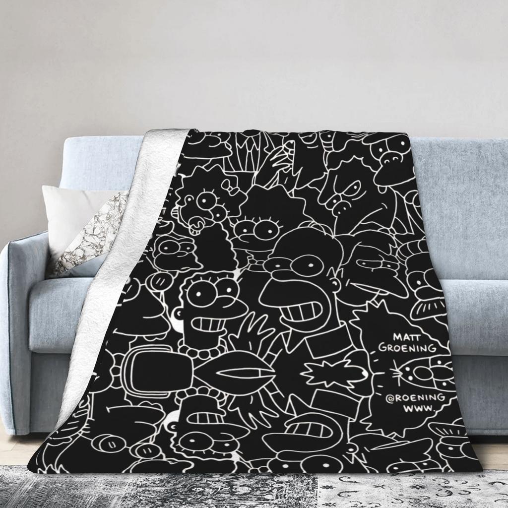 Funny S-Simpsons Cartoon Characters Warm Cozy Blanket Funny Picnic Throw Blanket Home Decor Flannel Bedspread Sofa Bed Cover