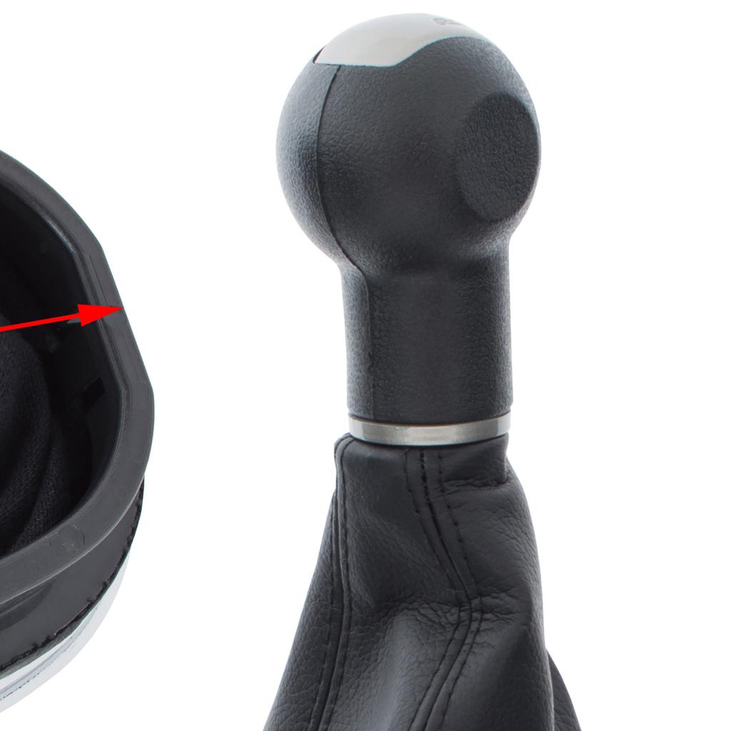 Seat Leon II 2005- BLACK-BEIGE gear shift knob + gaiter with CHROME frame 5 SPEEDS