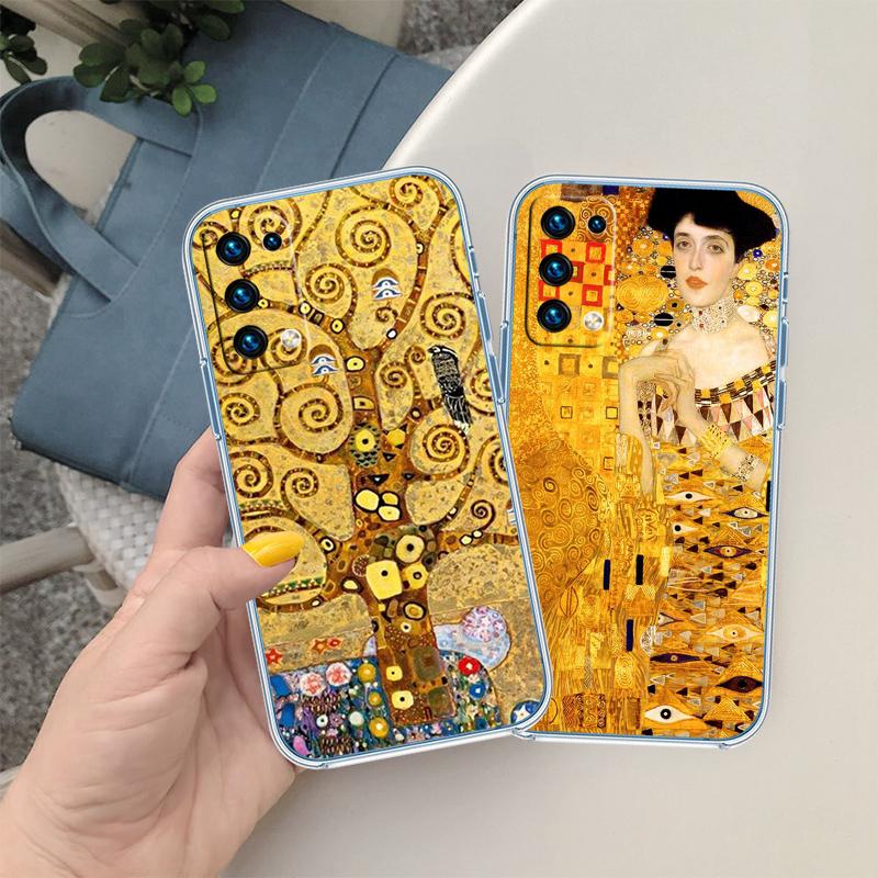 QE14 Gustav Klimt Transparent Phone Case for Motorola Moto G7 G8 G9 G84 G85 G73 G24 G15 Z2 Play Power Plus