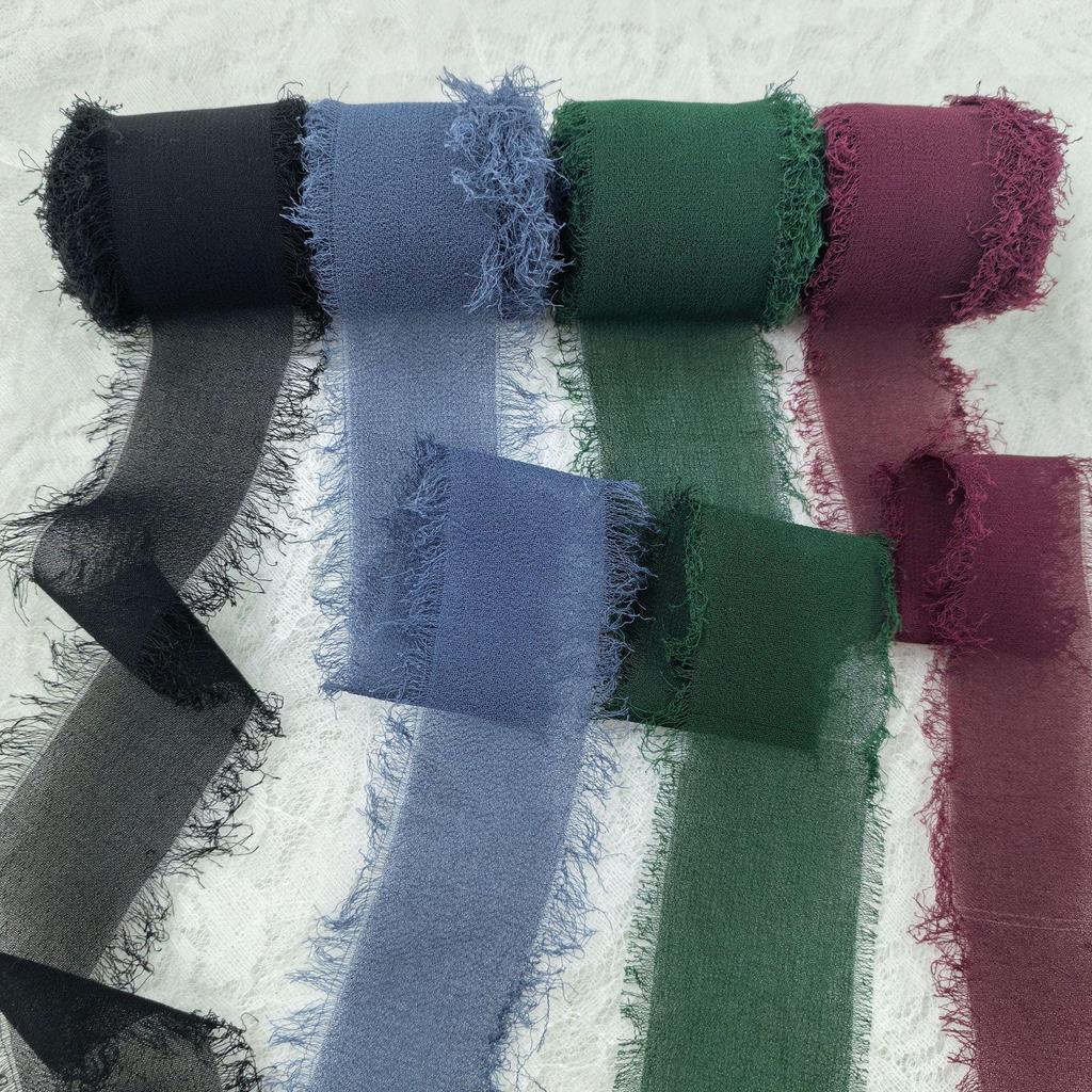 Chiffon Ribbon Bow with Frayed Edges for Weddings and Floral Arrangements