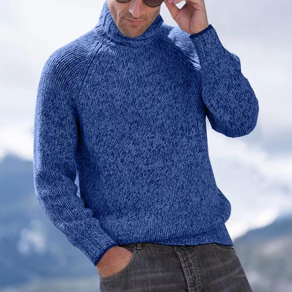Men's Fashion Knitting Pullover Long Sleeves Loose Flip Collar Sweater