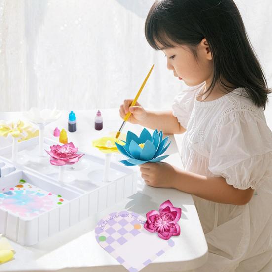 1 Set DIY Watercolor Flower Art Kit Handcrafted Coloring Paper Flower Kit