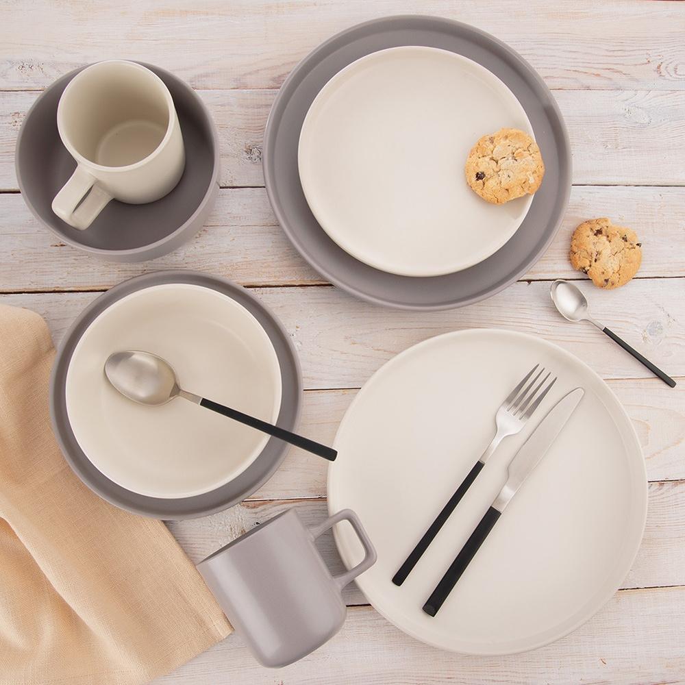 Kubek Ceramiczny do Kawy Herbaty Napojów Ciepłych Zimnych Szary 380 ml