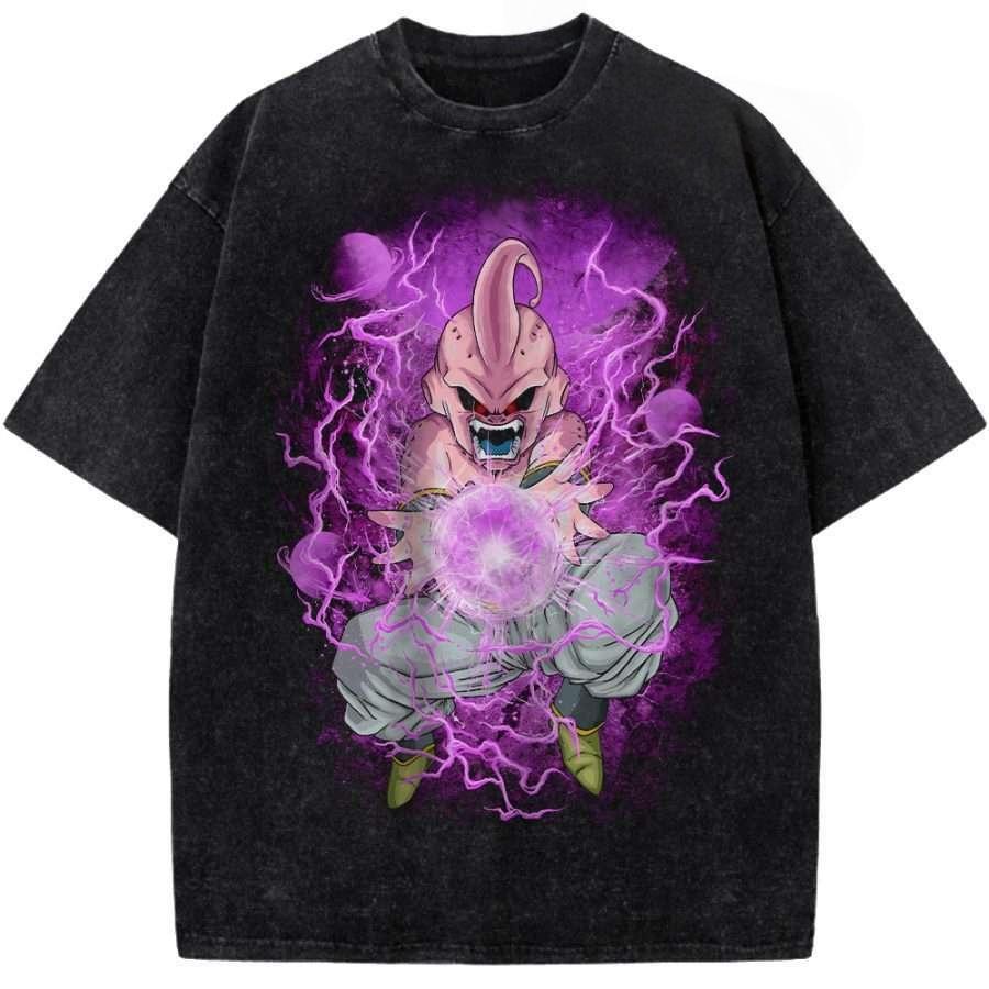 Dragon Ball Majin Buu All Forms Printed Tshirt Mens and Womens Washed Tshirt High Quality Vintage Cotton Tshirt Tops