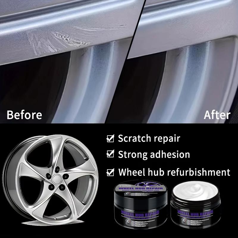 Car Wheel Hub Repair Kit Scratch Removal and Polish Restore Paste - Black And White Silver Aluminum Alloy Rim Anti-Oxidation