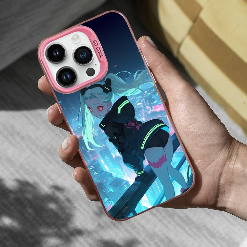 Милый R-Rebecca C-Киберпанк Чехол для Телефона Для iPhone 16,15,14,17,13,12,11,Mini,Pro,SE,XS,MAX Розовый Матовый Силиконовый Чехол