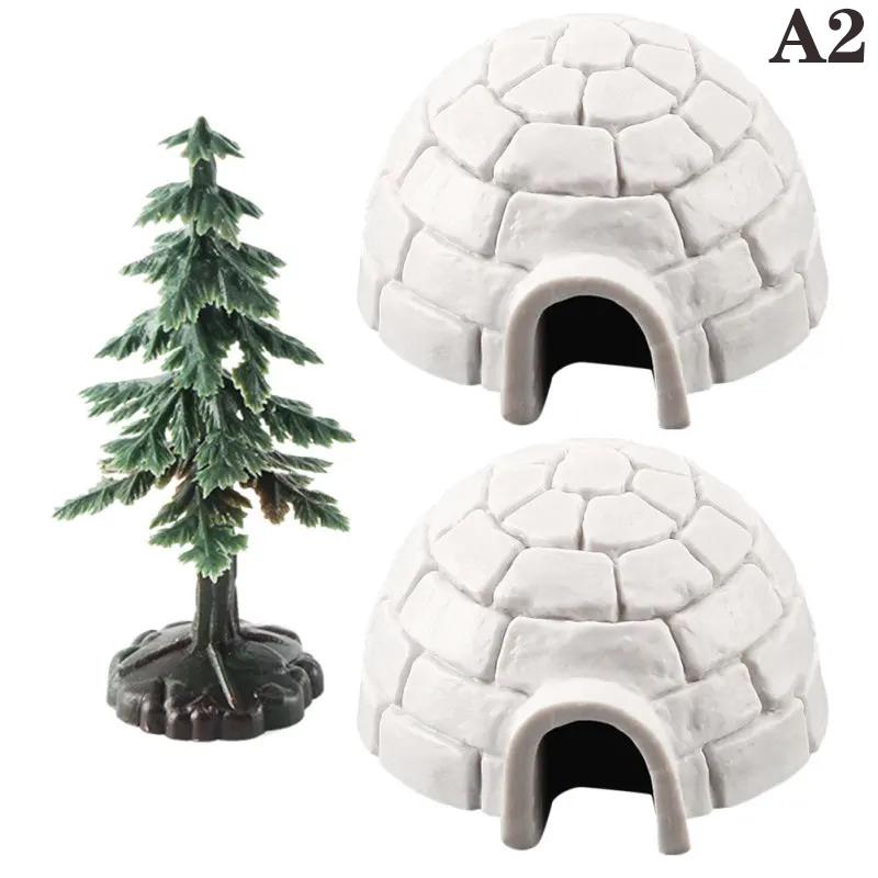Polar Igloo Christmas Tree Figurines Set Miniature Arctic Figures Toy Playset Mini Polar Animal Shelter Ornament Decorative