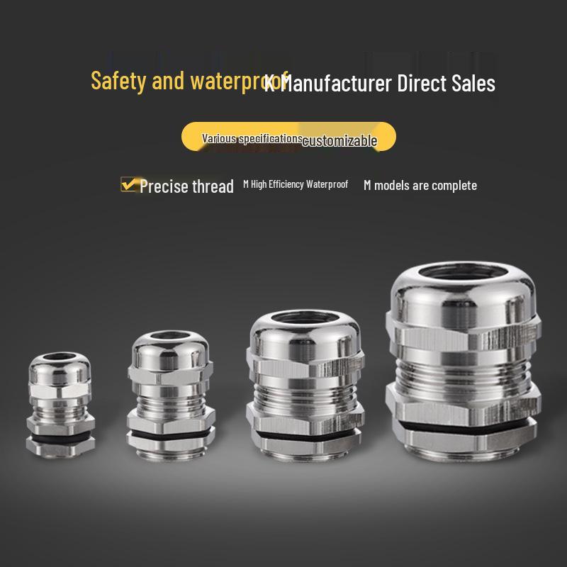 Waterproof Metal Wire Cable Connector with Lock Nut Gland, PG Sealing, M18/M12 Entry Hole.