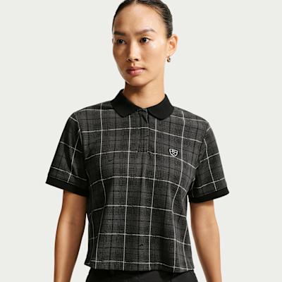Women's Nike Polo Shirts Women's Black Gray Color Lapel Moderate