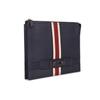 Bally Classic Leather Red And White Striped Commuter Fashion Large Capacity Leather Clutch Men Clutch Deep-Blue 6236781
