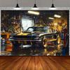 1 piece of retro garage car classic sports car industrial style background fabric personalized room wall stunning design