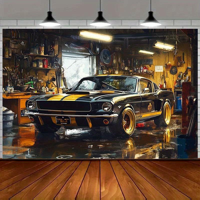 1 piece of retro garage car classic sports car industrial style background fabric personalized room wall stunning design