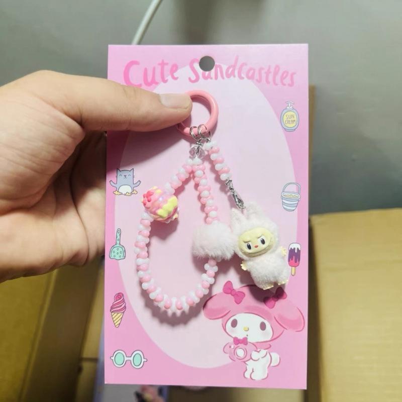 Кавайный мультяшный кукольный брелок Милый брелок из бусин Аксессуары для украшения сумки Универсальный подвес для мобильного телефона Подарки