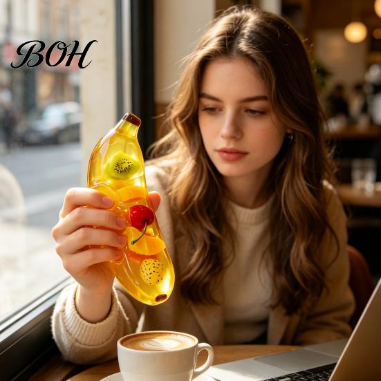 Banana Squeeze Toy Stress Relief Toy, Clear Fake Sensory Improve Anxiety Gadget Concentration & Relieve Tension, Soft Stretchy Fruit Fidget