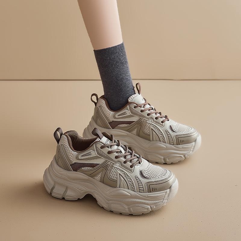 Августин серые папины кроссовки женские 2025 новая осень и зима платформа спортивная повседневная обувь показывает ноги маленькие кроссовки для альпинизма