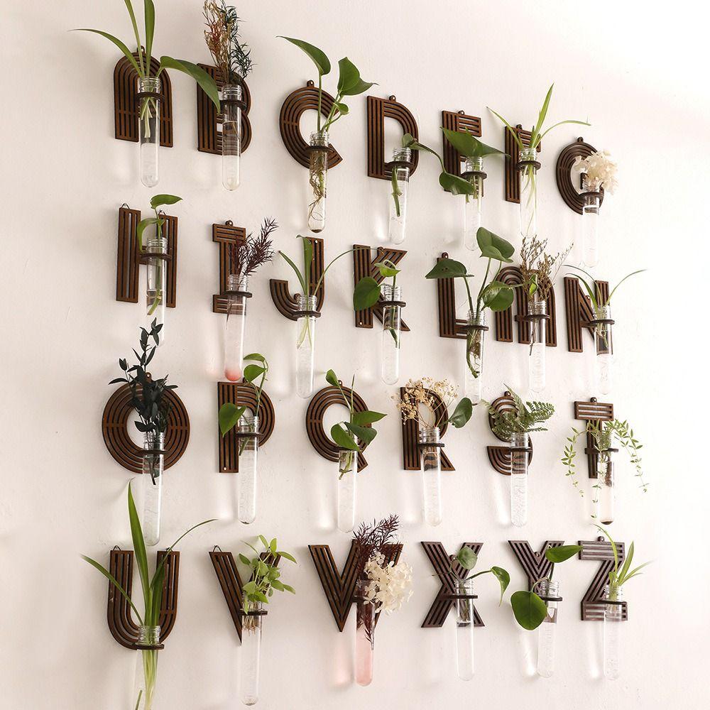 Home Ornaments Hydroponic Planter Shelf A-Z Alphabet Wall Decoration Planter Holder Plant Lover