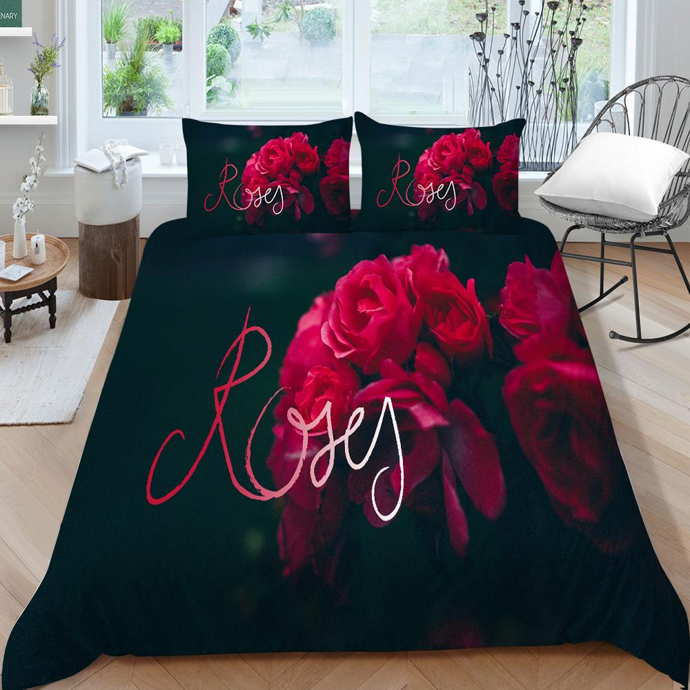 Red Rose Bedding Set Couple Quilt Cover Pillow Cover Bed Sheet/Double Layer Full Size 2/3 Bedding Set Home Decoration