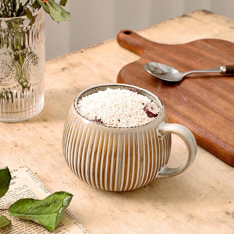 1 керамическая кружка, кофейная чашка, шоколадная молочная чашка, чайная чашка, рельефный дизайн реакции, большая емкость, лепка в виде шара