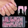 120pcs/box Acrylic French False Nails Medium Length Square Armor Full Cover Nail Tips Removable Mixed Size Press On Nails