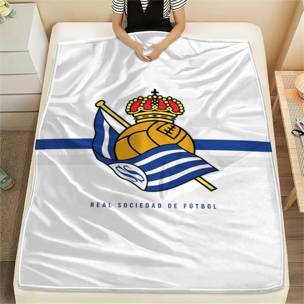 1Pc Real Sociedad Print Flannel Blanket, High quality Comfortable for All Seasons, Home Decor, Warmth and Comfort, Perfect for Christmas Gifts