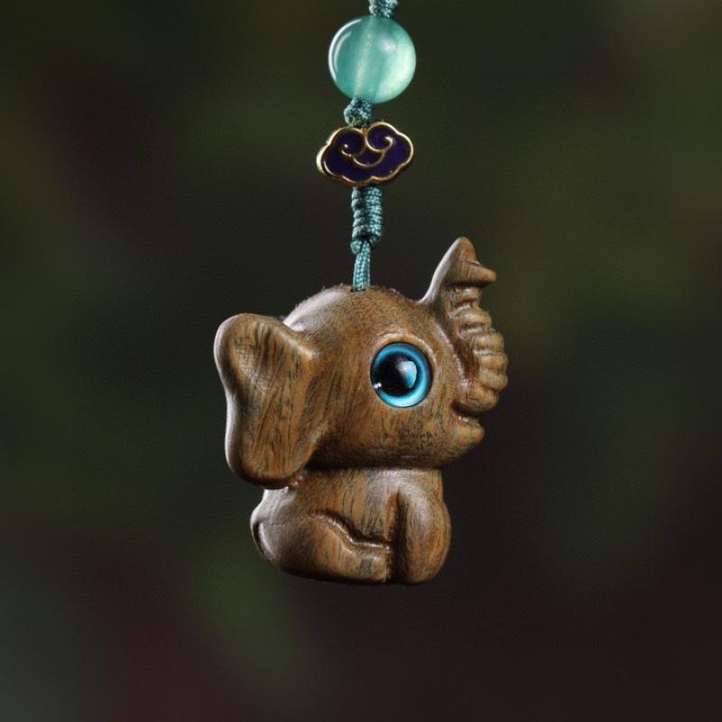 Twelve Zodiac Animal Charms Green Sandalwood Set: Rat, Ox, Tiger, Rabbit, Dragon, Snake, Horse, Sheep, Monkey, Rooster, Dog, Pig.