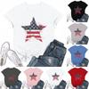Adults Casual Daily Round Neck Independence Day Printed Short Sleeved T-shirt Letter Top