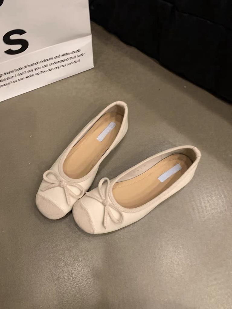 Evening Wind Gentle Butterfly Ladyshoes Ballet Flats French Retro Soft Sole Silver Single Shoes Spring and Summer Small Fragrant Wind Women's Shoes